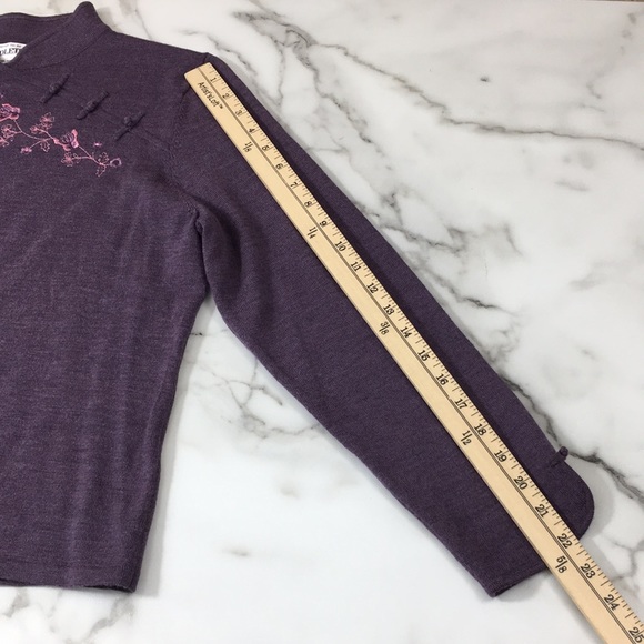 Pendleton Purple Heather Embroidered Sweater Womens Large 100% Merino Wool - Picture 9 of 14